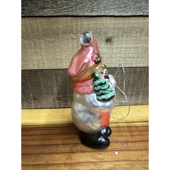Vintage Dept 56 Snowman With Baby Handpainted Mercury Glass Ornament 7" -box - Picture 2 of 5